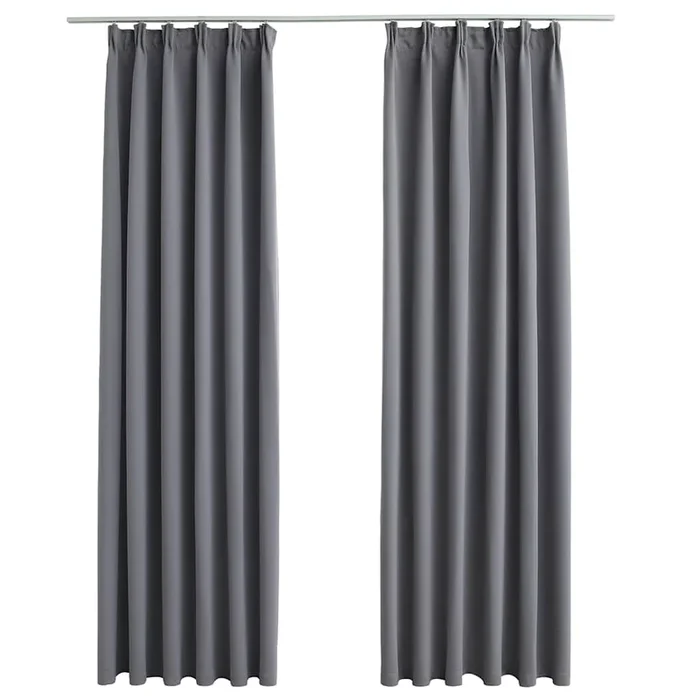 vidaXL Cortinas opacas con ganchos 2 unidades gris 140×175 cm