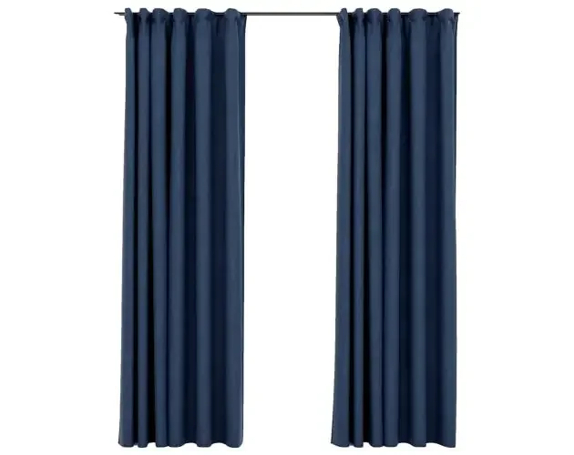 vidaXL cortinas opacas con ganchos look de lino 2 pzas azul 140×225 cm | Brico Depôt Pagamento Sicuro