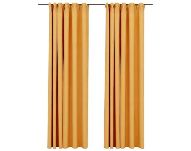 vidaXL cortinas opacas ganchos look de lino 2 pzas amarillo 140×245 cm | Brico Depôt Di Marca