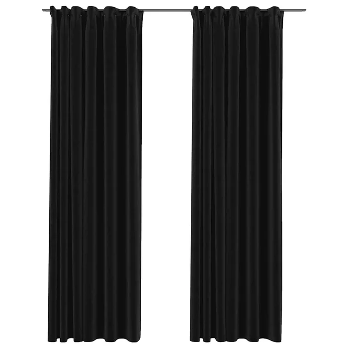 vidaXL Cortinas opacas ganchos look de lino 2 pzas antracita 140x225cm