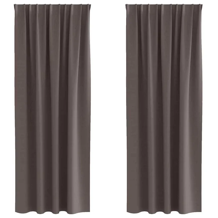vidaXL Cortinas opacas Marrón Oscuro Poliéster (13)