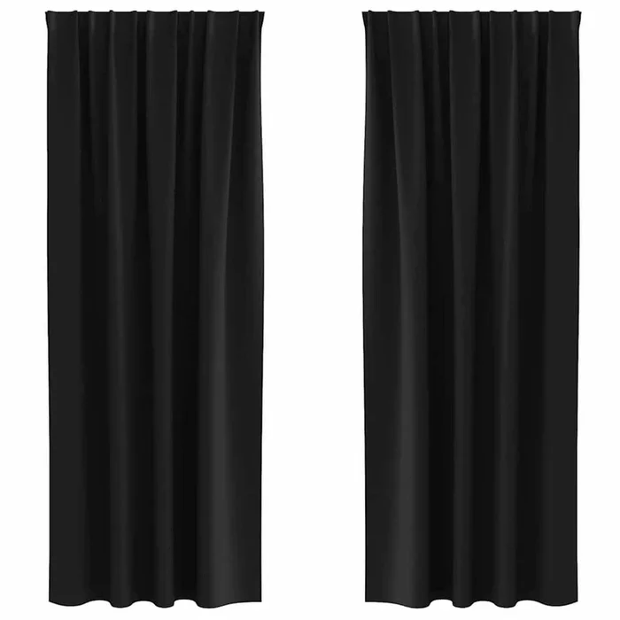 vidaXL Cortinas opacas Negro Poliéster (15)