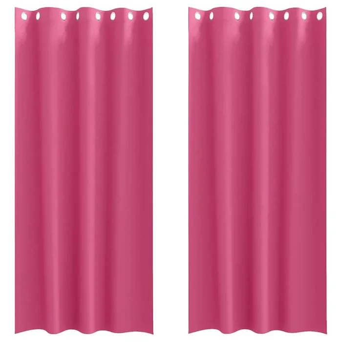 vidaXL Cortinas opacas Rosa Brillante Poliéster (10)