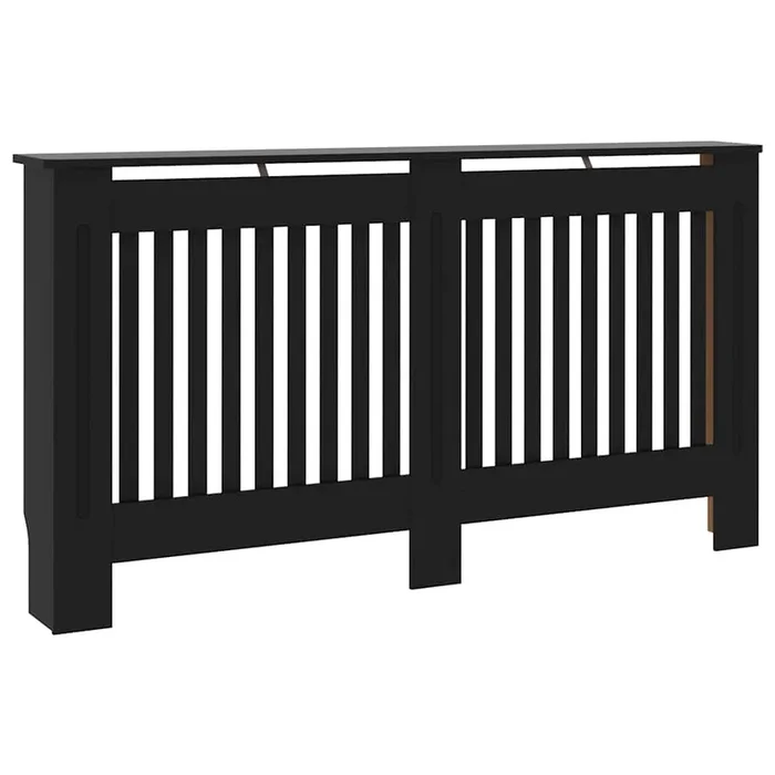 vidaXL Cubierta para radiador MDF negro 152x19x81,5 cm (2)