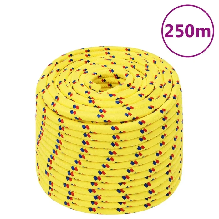 vidaXL Cuerda de barco polipropileno amarillo 12 mm 250 m