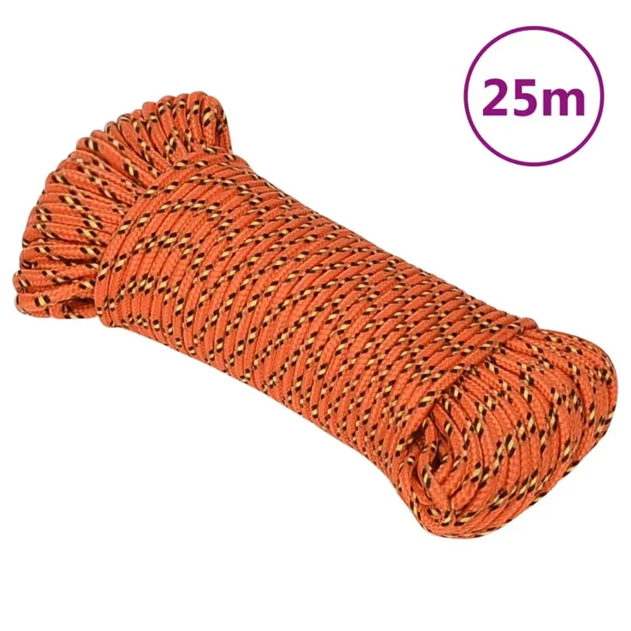 vidaXL Cuerda de barco polipropileno naranja 4 mm 25 m