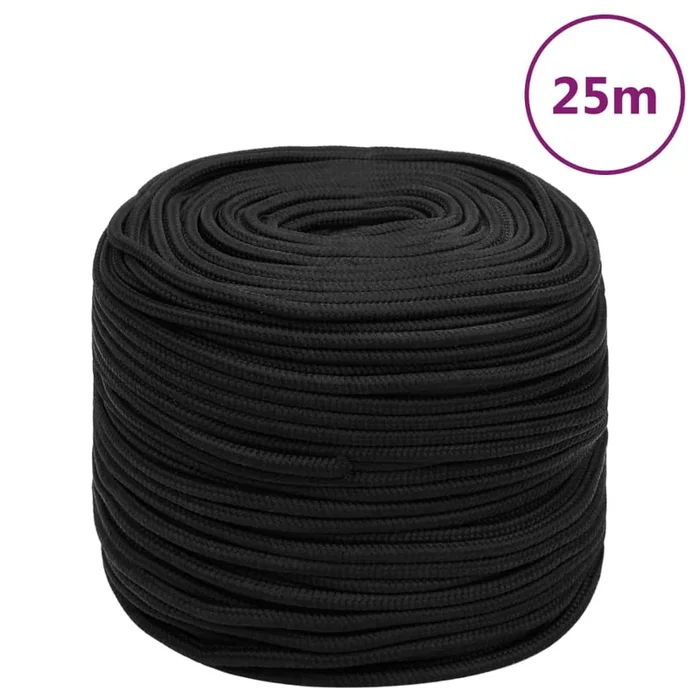 vidaXL Cuerda de barco polipropileno negro intenso 8 mm 25 m