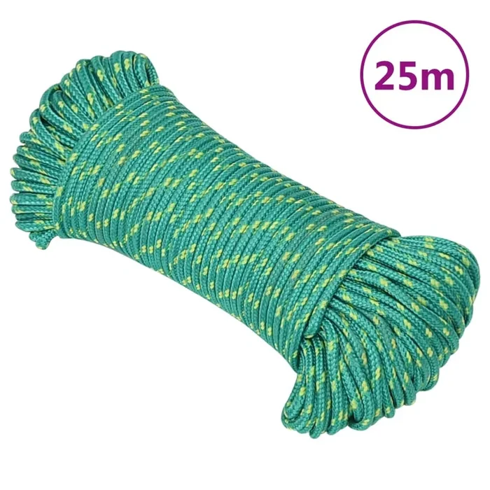 vidaXL Cuerda de barco polipropileno verde 4 mm 25 m