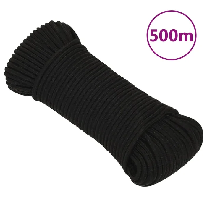 vidaXL Cuerda de trabajo poliéster negro 3 mm 500 m