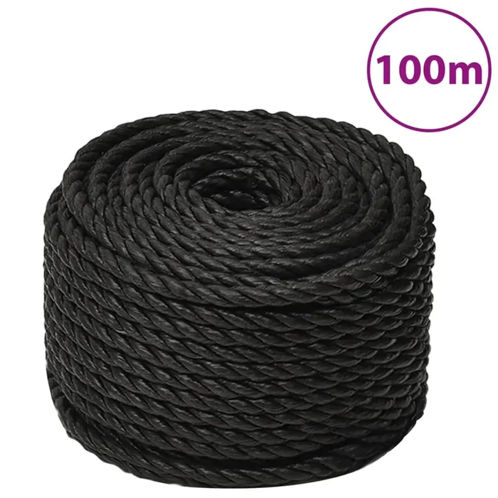 vidaXL Cuerda de trabajo polipropileno negro 16 mm 100 m