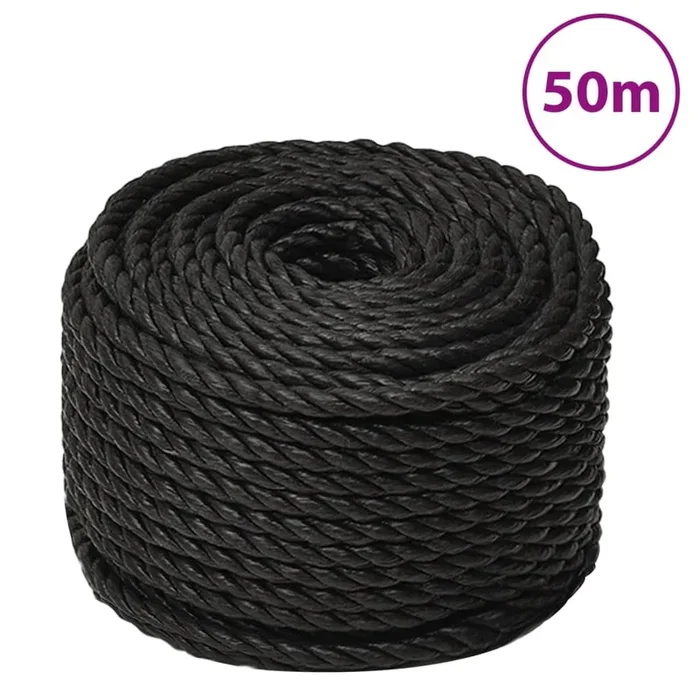 vidaXL Cuerda de trabajo polipropileno negro 20 mm 50 m