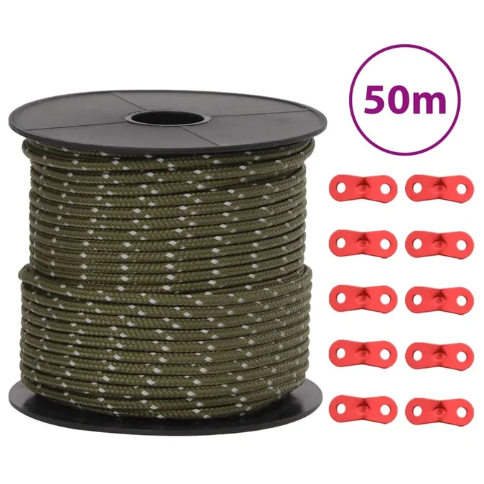 vidaXL Cuerda de vientos con tiras reflectantes y tensores 50 m 4 mm (4)