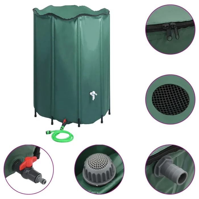 vidaXL Depósito de agua de lluvia plegable con espita 1250 L
