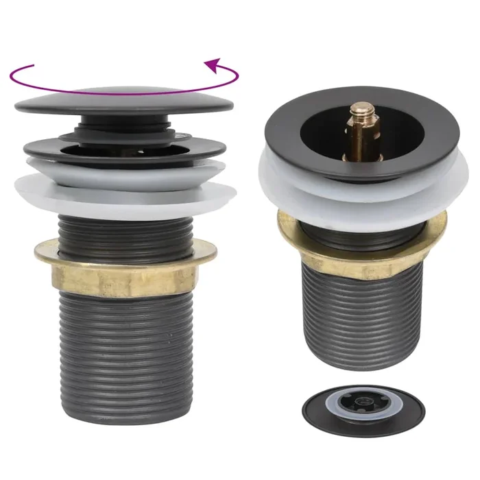 vidaXL Desagüe de empuje sin función desbordamiento gris 6,4×6,4×9,1cm
