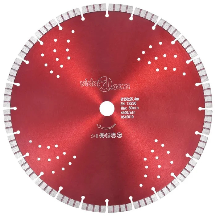 vidaXL Disco de corte de diamante con turbo y agujeros acero 350 mm (2)