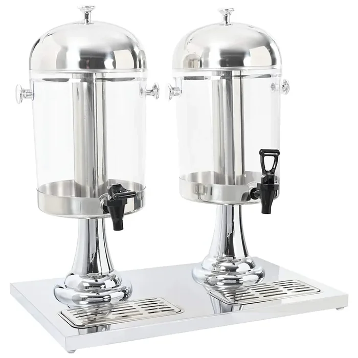vidaXL Dispensador de zumo doble acero inoxidable 2 x 8 L
