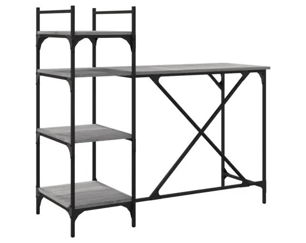 vidaXL escritorio de ordenador con estantes gris sonoma 120x47x109 cm | Brico Depôt Spedizione Mondiale