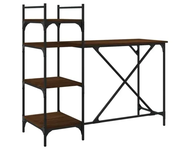 vidaXL escritorio de ordenador con estantes roble marrón 120x47x109 cm | Brico Depôt Offerta Del Giorno