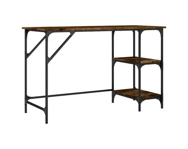 vidaXL escritorio metal y madera ingeniería roble ahumado 120x50x75 cm | Brico Depôt Pagamento Sicuro