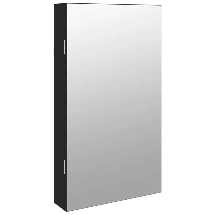vidaXL Espejo con joyero y luces LED para pared negro (7)
