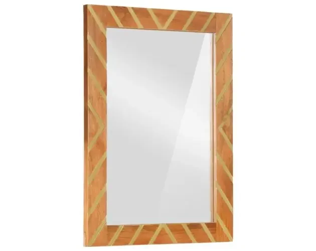 vidaXL espejo de baño madera maciza mango marrón y cristal 50x70x3 cm | Brico Depôt Autentico
