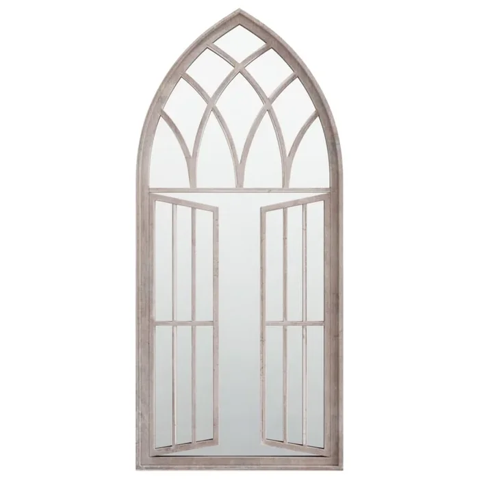 vidaXL Espejo de jardín hierro color arena para exterior 100×45 cm
