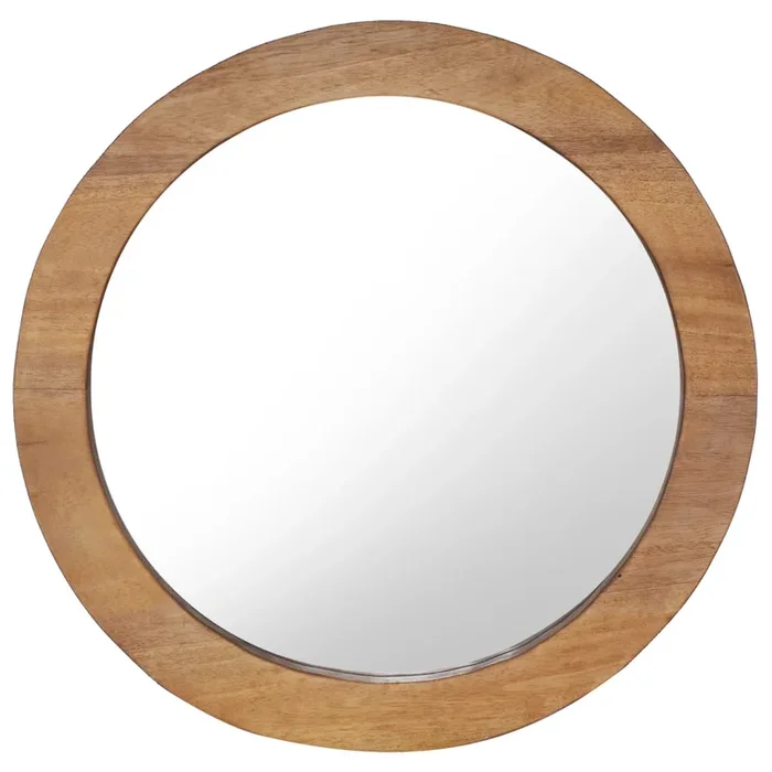 vidaXL Espejo de pared redondo teca 60 cm (3)