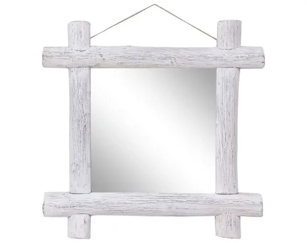 vidaXL espejo de troncos de madera maciza reciclada blanca 70×70 cm | Brico Depôt Artigianale