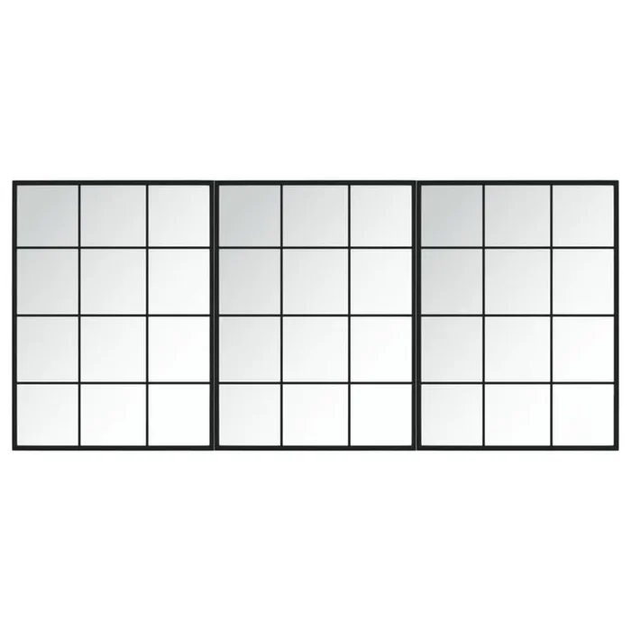 vidaXL Espejos de pared 3 uds metal negro 80×60 cm