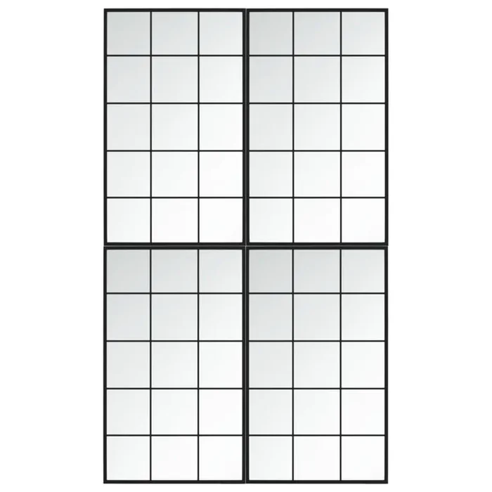 vidaXL Espejos de pared 4 uds metal negro 100×60 cm