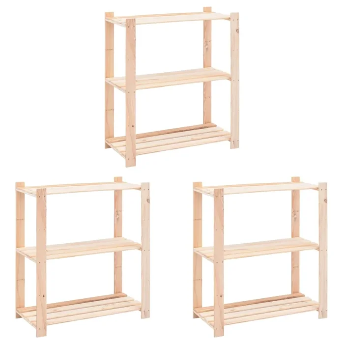 vidaXL Estantería 3 niveles 3 unidades madera pino maciza 150 kg (2)