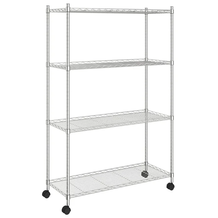 vidaXL Estantería de 4 niveles con ruedas cromado 90x35x142 cm 200 kg
