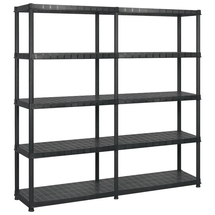 vidaXL Estanterías almacenaje 5 niveles plástico negro 183×45,7x185cm