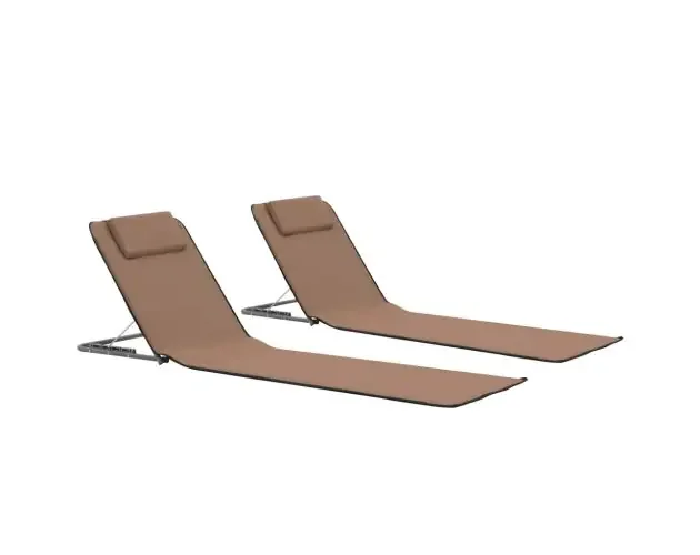 vidaXL esteras de playa plegables 2 unidades acero y tela marrón | Brico Depôt Offerta Speciale