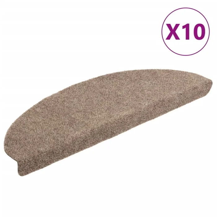 vidaXL Felpudos autoadhesivos para escaleras, 10 unidades, 65 x 21 x 4 cm, beige, semicirculares, grandes