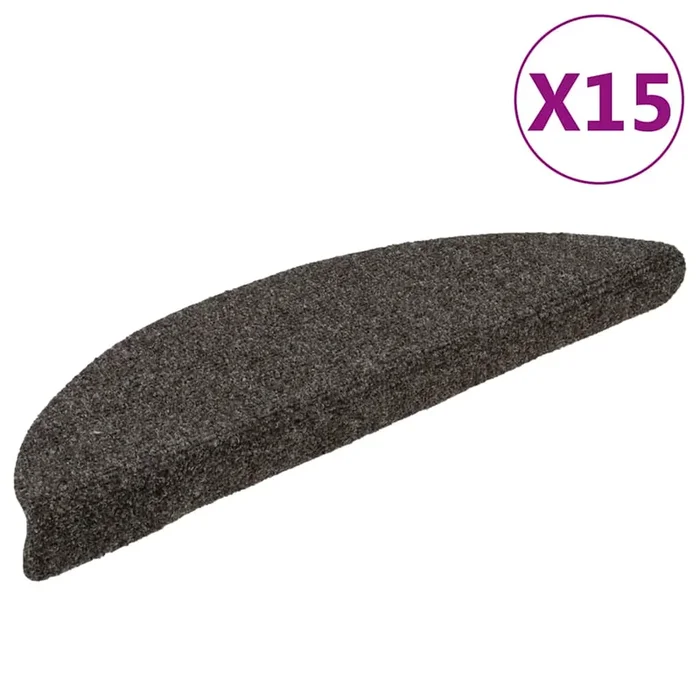 vidaXL Felpudos autoadhesivos para escaleras, 15 unidades, 56 x 17 x 3 cm, antracita, semicirculares