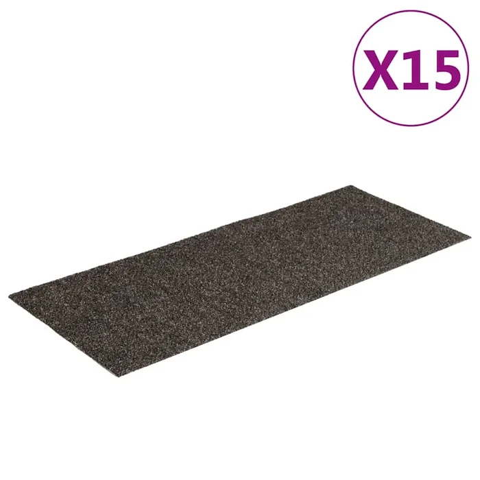 vidaXL Felpudos autoadhesivos para escaleras, 15 unidades, 60 x 25 cm, antracita, rectangulares