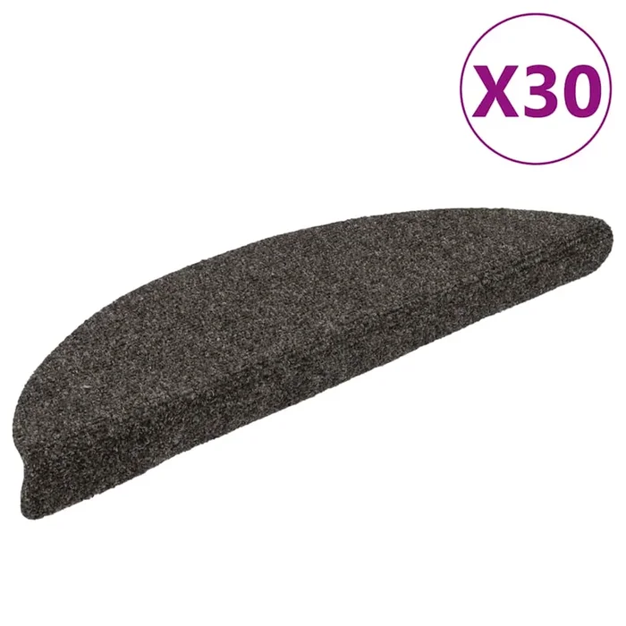 vidaXL Felpudos autoadhesivos para escaleras, 30 unidades, 56 x 17 x 3 cm, antracita, semicirculares