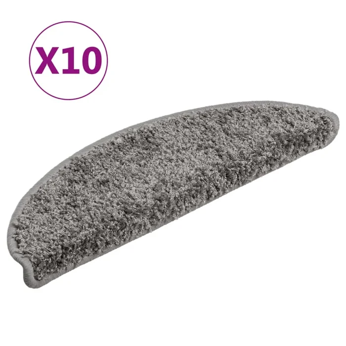 vidaXL Felpudos para escaleras (10 unidades, 56 x 17 x 3 cm, gris, semicirculares)