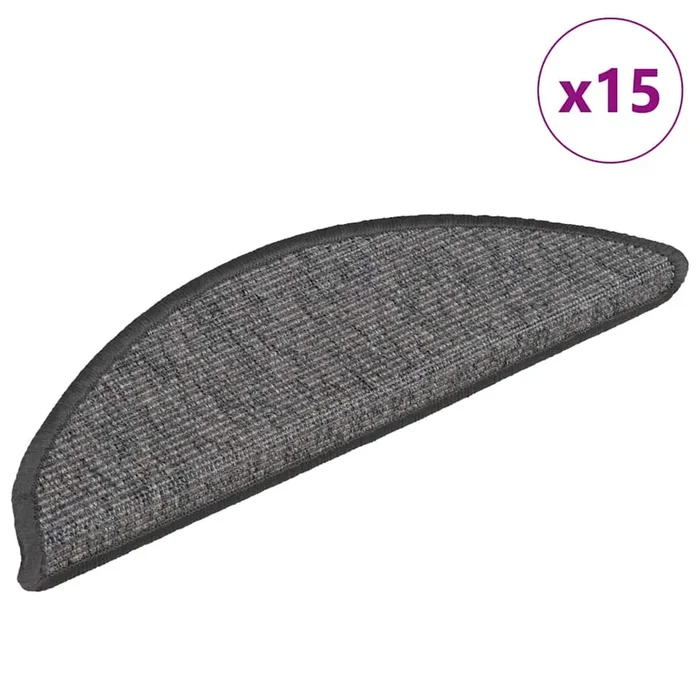 vidaXL Felpudos para escaleras (15 unidades, 56 x 17 x 3 cm, beige y gris, semicirculares)