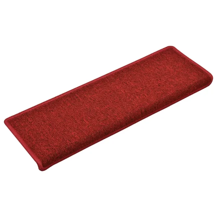 vidaXL Felpudos para escaleras 15 unidades 65x21x4 cm burdeos borde rectangular