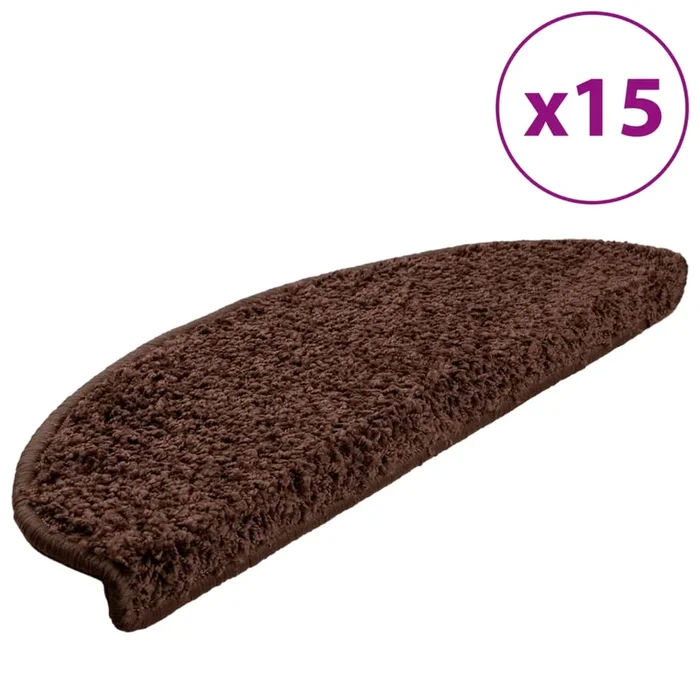 vidaXL Felpudos para escaleras 15 unidades 65x21x4 cm Marrón Semicircular Grande