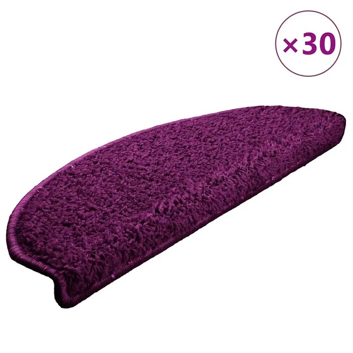 vidaXL Felpudos para escaleras 30 unidades 65x21x4 cm violeta semicircular grande