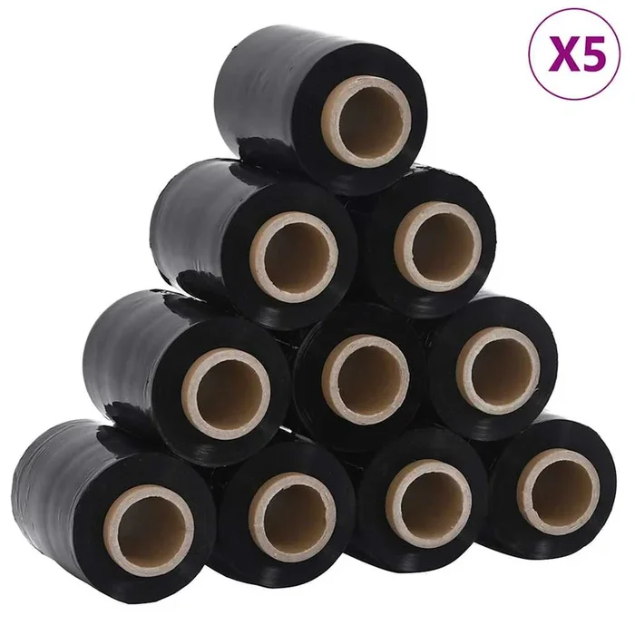 vidaXL Film estirable 50 pcs negra 23 µm 10 cm x 150 m