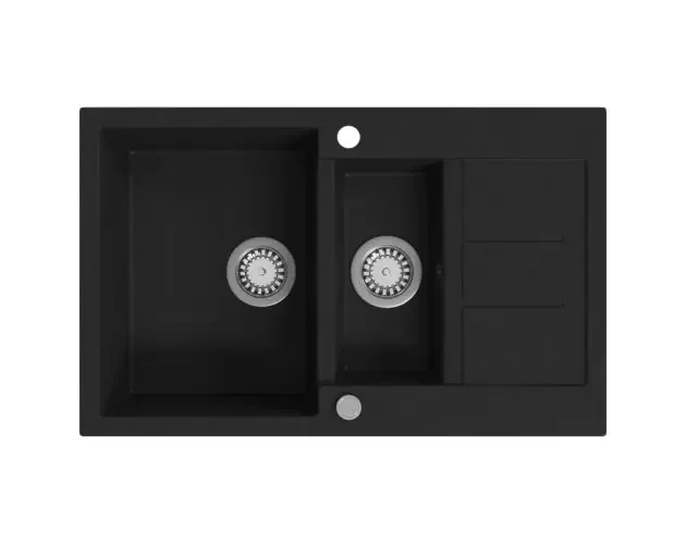 vidaXL fregadero de cocina con 2 senos granito negro | Brico Depôt Consegna Rapida