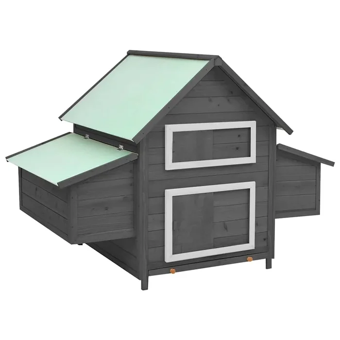 vidaXL Gallinero madera maciza de abeto gris y blanco 150x96x110 cm
