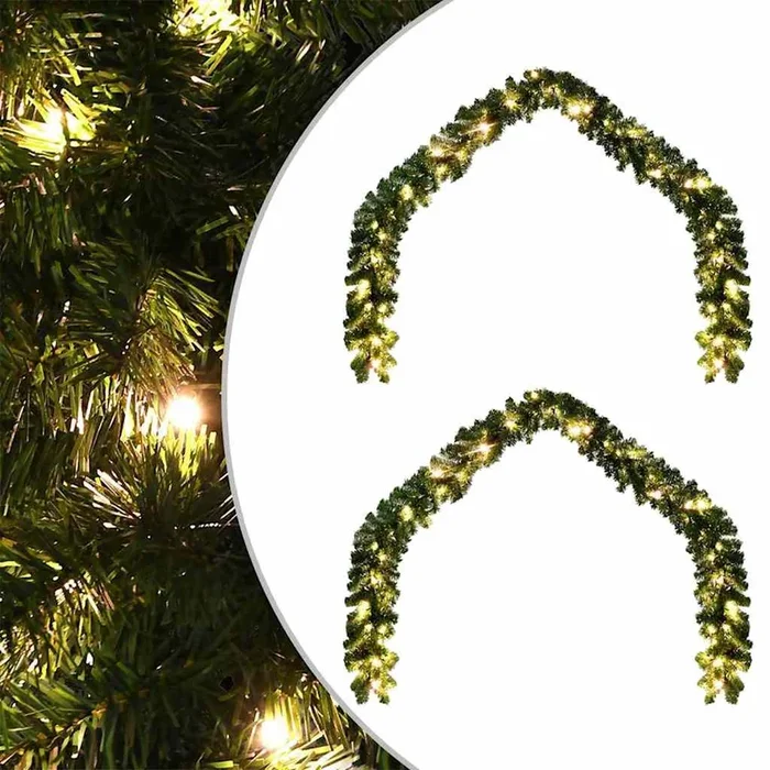 vidaXL Guirnalda de Navidad con 600 LED 2 pcs Verde PVC (2)