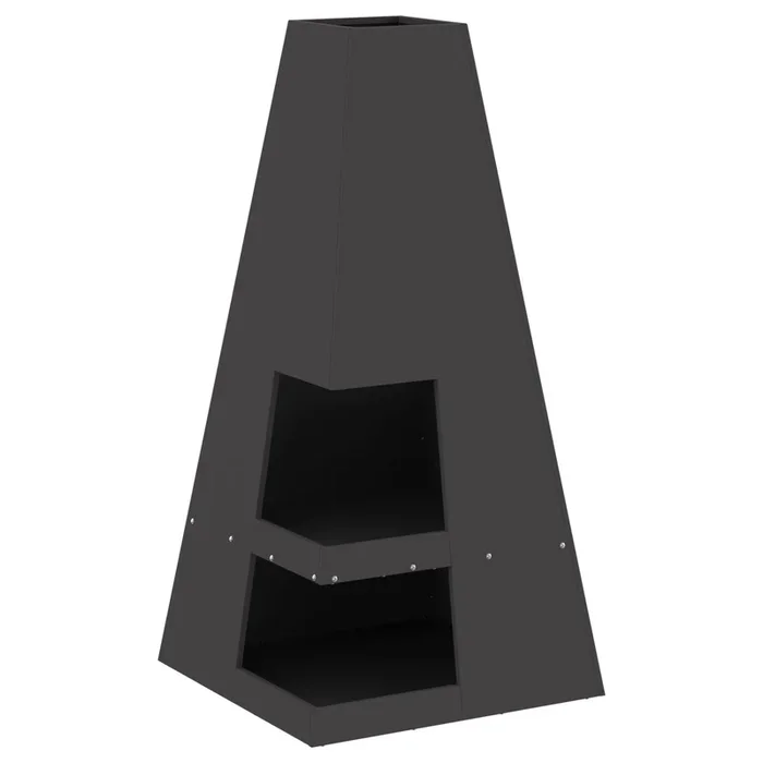vidaXL Hoguera Negro 50 x 50 x 100 cm Acero laminado en frío (4)