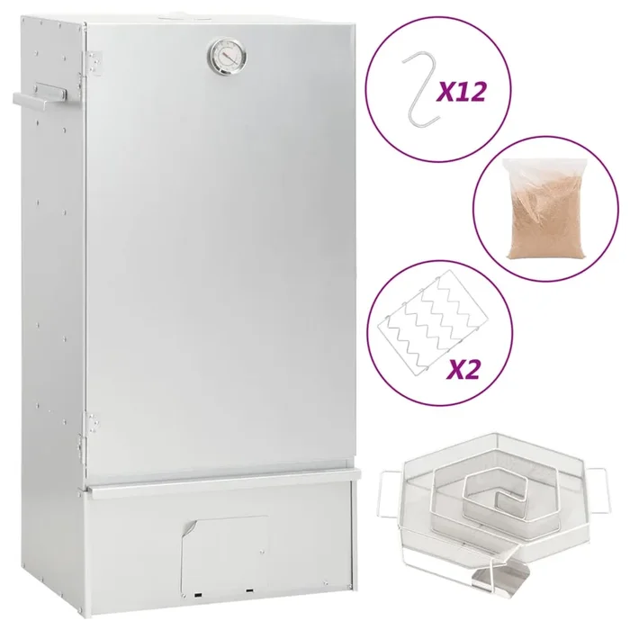 vidaXL Horno ahumador de BBQ con generador humo frío acero galvanizado (14)