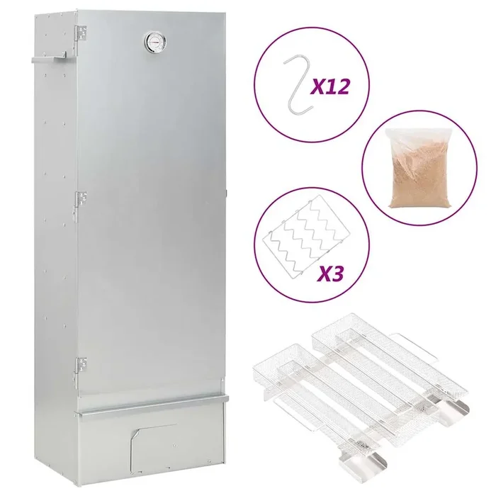vidaXL Horno ahumador de BBQ con generador humo frío acero galvanizado (21)